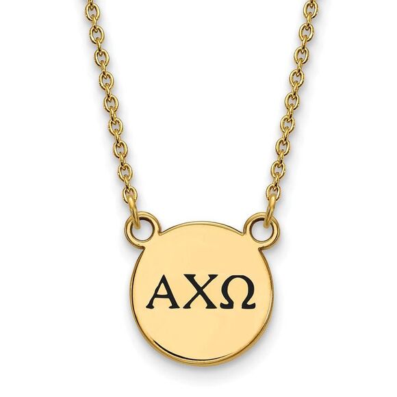 14K Plated Silver Alpha Chi Omega Small Enamel Greek Letters Necklace - Picture 1 of 4